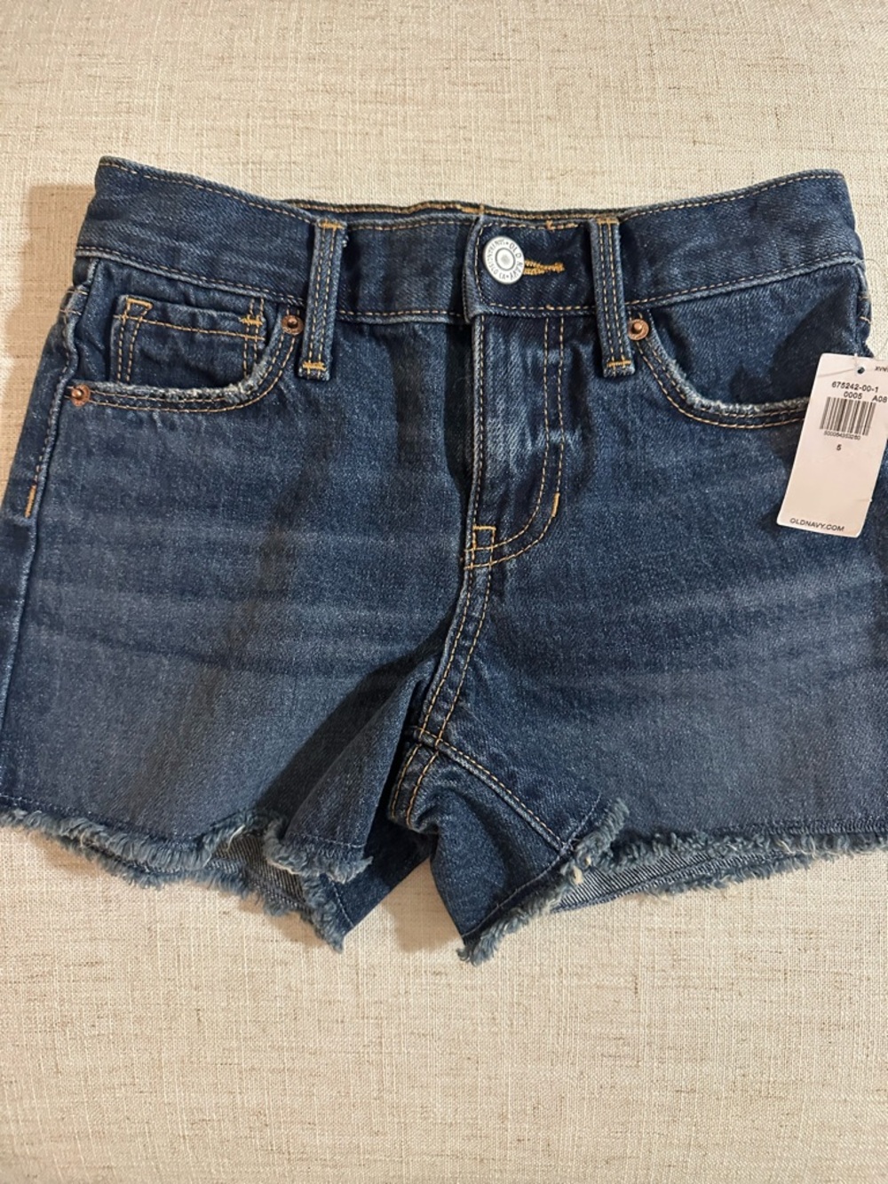 Girls Old Navy Dark Blue Denim Cutoff Hemmed Shorts Size 5 NEW
